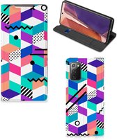 GSM Hoesje Gepersonaliseerd Cadeau Geschikt voor Samsung Galaxy Note20 Wallet Case Blokken Kleurrijke
