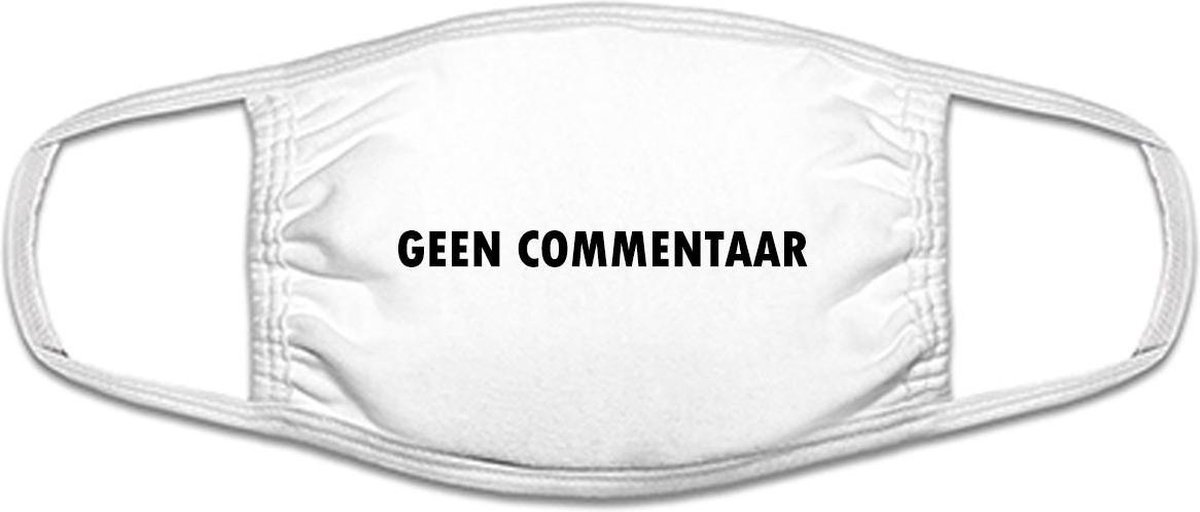 Geen commentaar grappig mondkapje | gezichtsmasker | bescherming | bedrukt | logo | Wit mondmasker van katoen, uitwasbaar & herbruikbaar. Geschikt voor OV