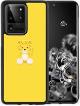 Telefoon Hoesje Geschikt voor Samsung Galaxy S20 Ultra Hippe Hoesjes met Zwarte rand Baby Leopard