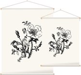 Duinroos zwart-wit (Burnet-Leaved Rose) - Foto op Textielposter - 45 x 60 cm