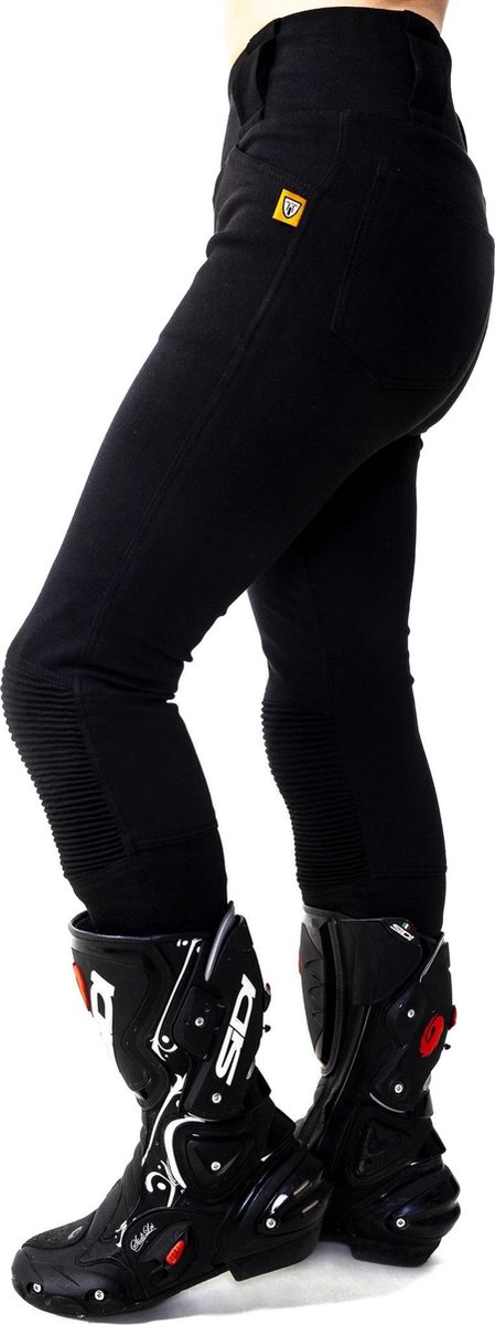 Motogirl Ribbed knee motorlegging AA-keur Level 2 dames motorbroek - zwart - Maat 48 /SHORT