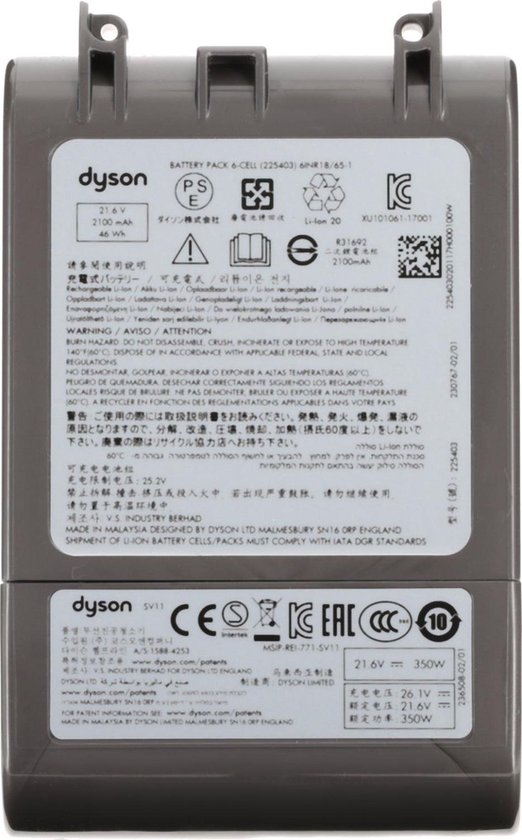 Batterie Li-ion haute capacité d'origine Dyson V7 SV11 2100mAh 21.6V 46Wh |  bol.com