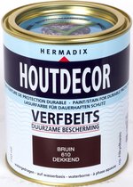 Hermadix Houtdecor Verfbeits dekkend  - 0,75 liter - 610 Bruin
