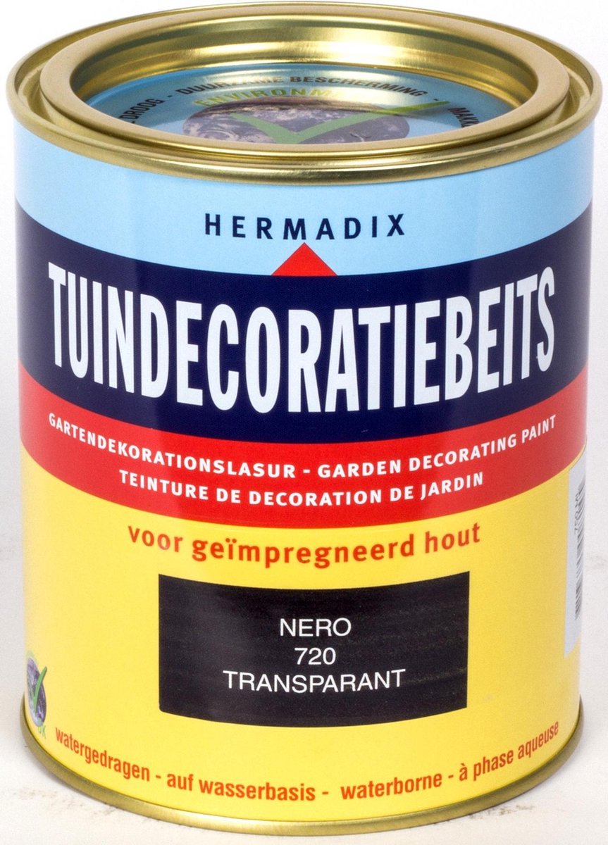 Hermadix Tuindecoratiebeits Transparant 720 Nero - 0.75 l - Hermadix