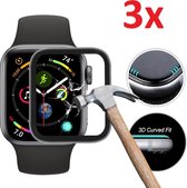 Full Cover Tempered Glass 3D Edge Curved Screen Protector Hoes Geschikt Voor  Apple Watch Series 4/5 44mm - Optimale Rand Tot Rand Display Bescherming - Ultradun Gehard Glas Scherm