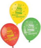 Amscan Ballonnen Happy Birthday 22,8 Cm Latex 6 Stuks