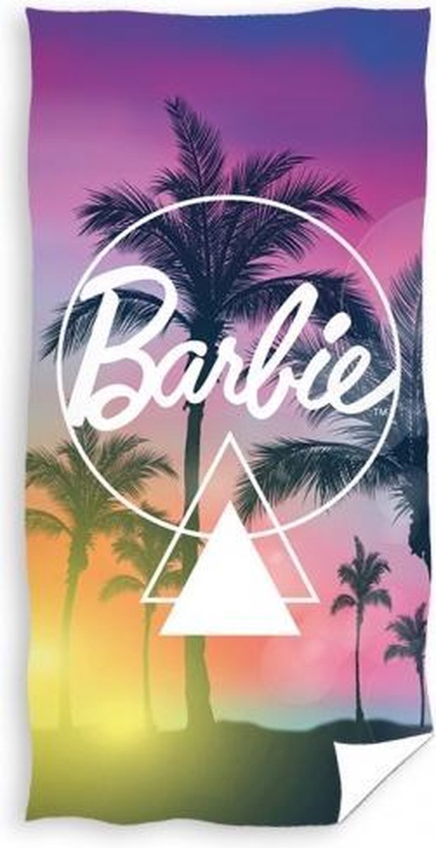 Carbotex Badlaken Barbie Meisjes 70 X 140 Cm Katoen Roze