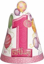 Haza Original Feesthoedjes Eerste Verjaardag Roze 8 Stuks
