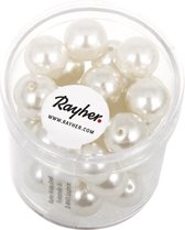 35 morceaux de perles de verre nacré blanc 10 mm