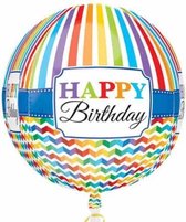 Folie cadeau sturen helium gevulde orbz ballon Gefeliciteerd/Happy Birthday rond 40 cm - Folieballon verjaardag versturen/verzenden