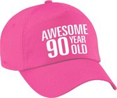 Awesome 90 year old verjaardag pet / cap roze voor dames en heren - baseball cap - verjaardags cadeau - petten / caps