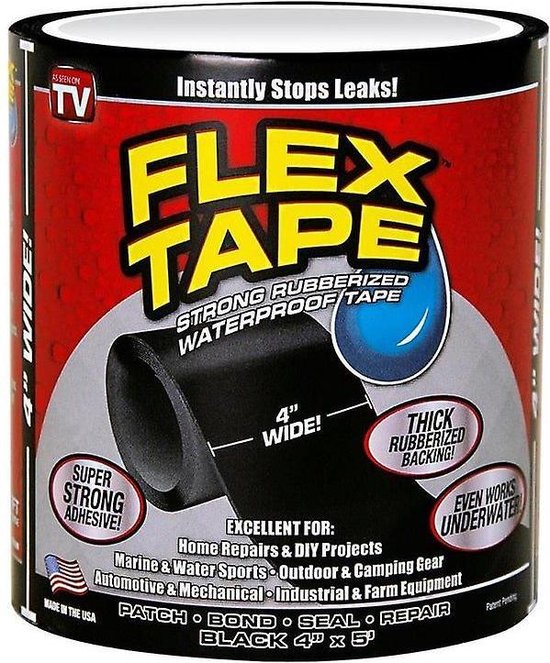 Flexseal Fiber Fix-Flex Tape Supersterke Vezel - Waterdichte Tape - Zwart