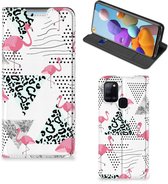 Telefoonhoesje Personaliseren Samsung Galaxy A21s Bookstyle Case Flamingo Triangle