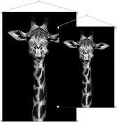 Giraffe op zwarte achtergrond - Foto op Textielposter - 90 x 135 cm