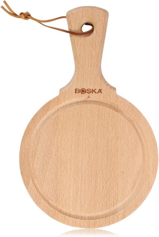 Boska Serveerplank Rond Amigo S - met Handgreep - Rustiek Beukenhout - Bruin - ⌀ 15 cm