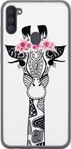 Samsung A11 hoesje siliconen - Giraffe | Samsung Galaxy A11 case | zwart | TPU backcover transparant