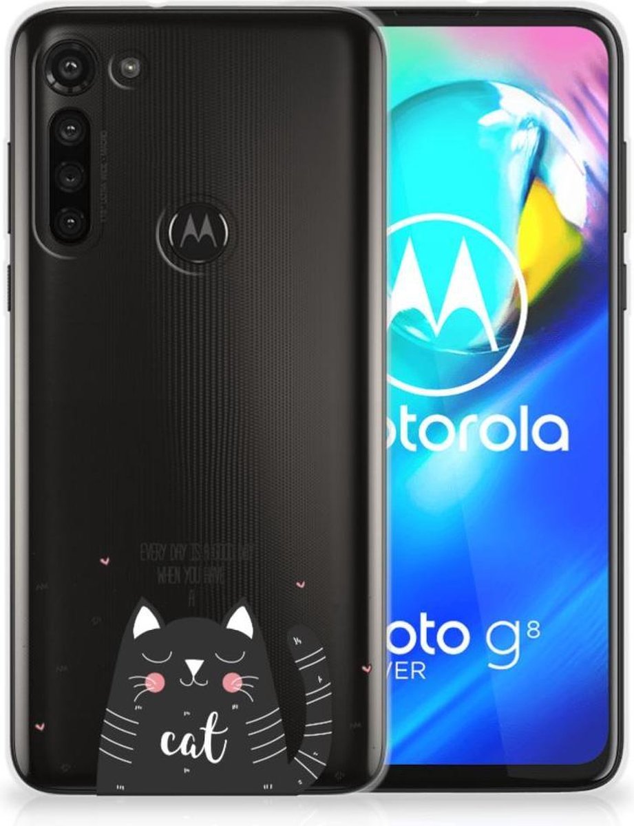 Motorola Moto G8 Power Telefoonhoesje met Naam Cat Good Day