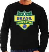 Brasil supporter schild sweater zwart voor heren - Brazilie landen sweater / kleding - EK / WK / Olympische spelen outfit S