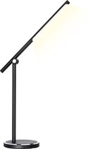 LED Bureaulamp - Aigi Libo - 8W - USB Oplaadfunctie - Aanpasbare Kleur - Dimbaar - Rechthoek - Mat Zwart - Aluminium