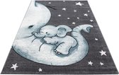 Vloerkleed Kinderkamer - Baby Olifant - blauw - 120x170 cm