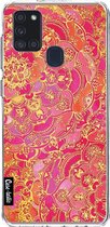 Casetastic Samsung Galaxy A21s (2020) Hoesje - Softcover Hoesje met Design - Hot Pink Barroque Print