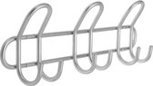 1x Zilveren kapstokken met 6 haken 40 cm - Woonaccessoires - Kleding/jassen ophangen - Kapstokken