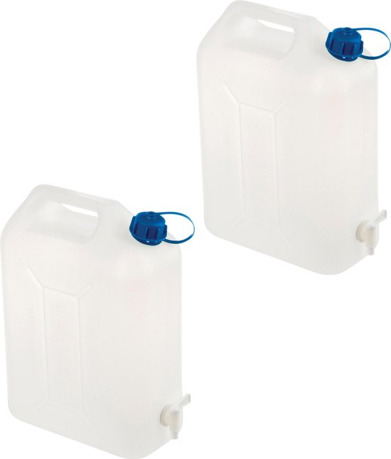 2x Jerrycans/watertanks 20 liter met tapkraantje - 36 x 18 x 46 cm -... |  bol.com