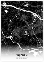 Wijchen plattegrond - A2 poster - Zwarte stijl