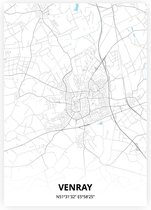 Venray plattegrond - A4 poster - Zwart blauwe stijl