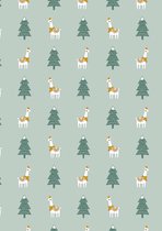 Cadeaupapier Kerst lichtgroen Lama Xmas- Breedte 40 cm - 200m lang