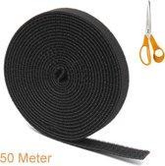 Kabelbinders Rol 50M x 2CM | Kabel Organiser | Kabel Management | Kabelbinders Klittenband | Kabelclips | Kabeldoorvoer