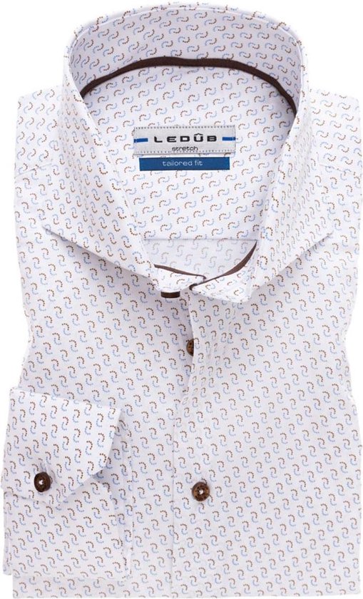 Ledub tailored fit overhemd - donkerbruin - Strijkvriendelijk - Boordmaat: 45