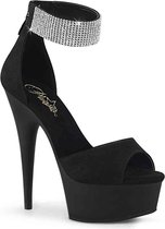 Pleaser Sandaal met enkelband -35 Shoes- DELIGHT-625 US 5 Zwart