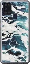 Samsung Galaxy A21s Hoesje Transparant TPU Case - Waves #ffffff