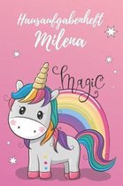 personalisiertes Einhorn Hausaufgabenheft Din A5 / Hausaufgabenheft Milena