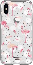 HappyCase Apple iPhone XS Flexibel TPU Hoesje Flamingo Print