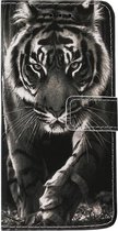 ADEL Kunstleren Book Case Portemonnee Pasjes Hoesje Geschikt voor iPhone 11 Pro - Tijger Zwart