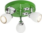 BRILLIANT lamp Soccer LED Spotrondell 3flg wit / groen-zwart-wit | 3x LED-PAR51, GU10, 3W LED reflectorlampen inbegrepen, (250lm, 3000K) | Schaal A ++ tot E | Hoofden draaien