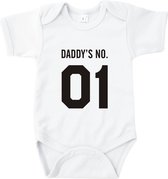 Rompertjes baby met tekst - Daddy's no. 1 - Romper wit - Maat 74/80