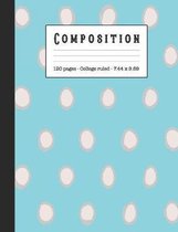 Composition: Wide ruled education composition notebook for school and college students and teachers - Blue, gray and white spot con