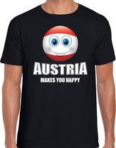 Austria makes you happy landen t-shirt Oostenrijk zwart voor heren met emoticon 2XL