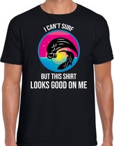 I can not surf but this shirt looks good on me- fun tekst t-shirt - zwart - voor heren - surfers shirt / outfit XXL