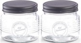 2x bocaux en Verres / pots de stockage 420 ml démodés 10 x 9 cm - Zeller - Ustensiles de cuisine - Pot de rangement / pot de stockage - Consservation alimentaire