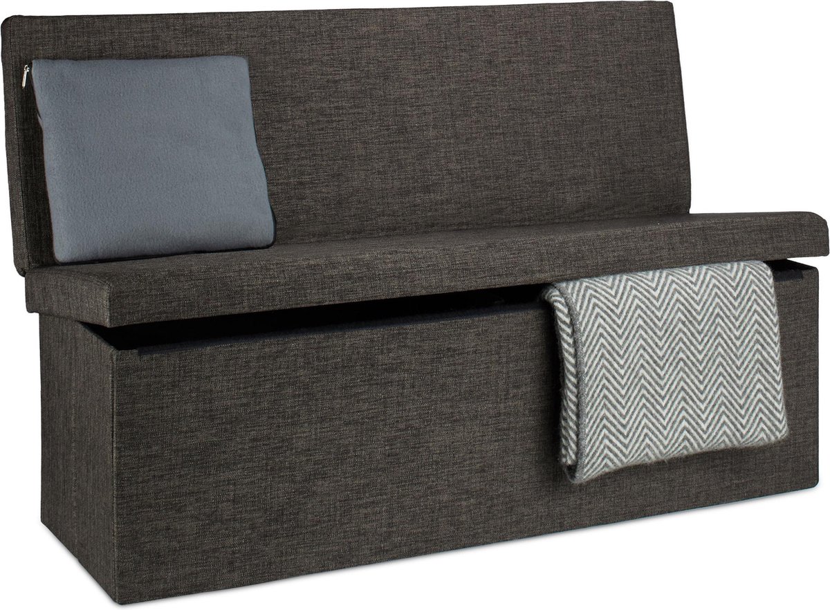 Top Honderd Relaxdays poef met rugleuning, zitbankje, opvouwbaar