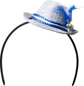 Partychimp Tiara Tirolerhoed Oktoberfest Dames - Vilt - Grijs/Blauw/Wit - One-size