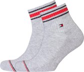 Tommy Hilfiger Iconic Quarter Socks (2-pack) - heren sneaker sportsokken katoen - grijs - Maat: 39-42