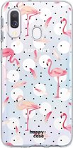 HappyCase Samsung Galaxy A40 Flexibel TPU Hoesje Flamingo Print