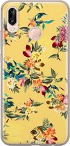 Huawei P20 Lite hoesje siliconen - Floral days | Huawei P20 Lite (2018) case | geel | TPU backcover transparant