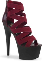 Pleaser Sandaal met enkelband, Paaldans schoenen -35 Shoes- ADORE-748SP Paaldans schoenen Bordeaux rood/Zwart