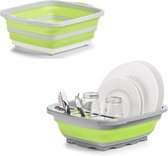 Set wit/grijs/groene opvouwbare afwasbak met afdruiprek 38/42 cm - Zeller - Keukenbenodigdheden - Afwassen - Afwasbakken/afwasteilen/afdruiprekken opvouwbaar